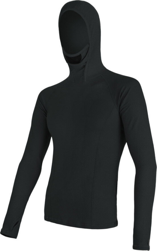 Pánské merino tričko s kapucí SENSOR df černá Barva: černá, Velikost: XL