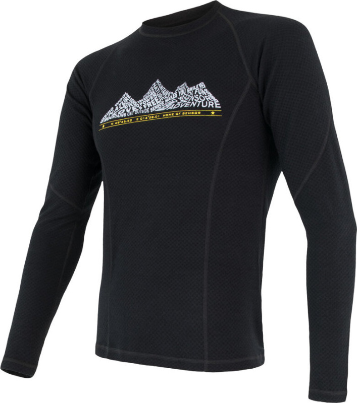 Pánské merino tričko SENSOR df adventure černá Barva: černá, Velikost: L