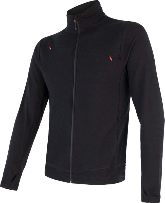Pánská mikina SENSOR Merino upper černá zip Barva: černá, Velikost: XXL