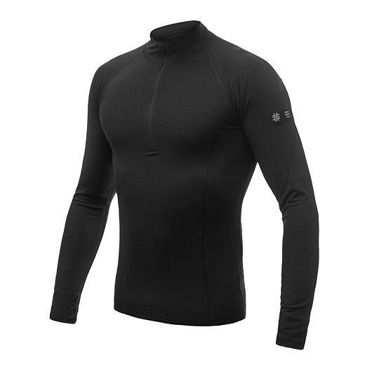Pánské merino tričko SENSOR active černá/zip Barva: černá, Velikost: S
