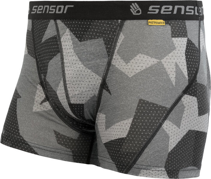 Pánské termo boxerky SENSOR Merino impress šedá Barva: černá, Velikost: XXL