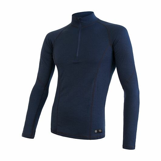 Pánské termo tričko SENSOR Merino df modrá/zip Barva: Modrá, Velikost: L