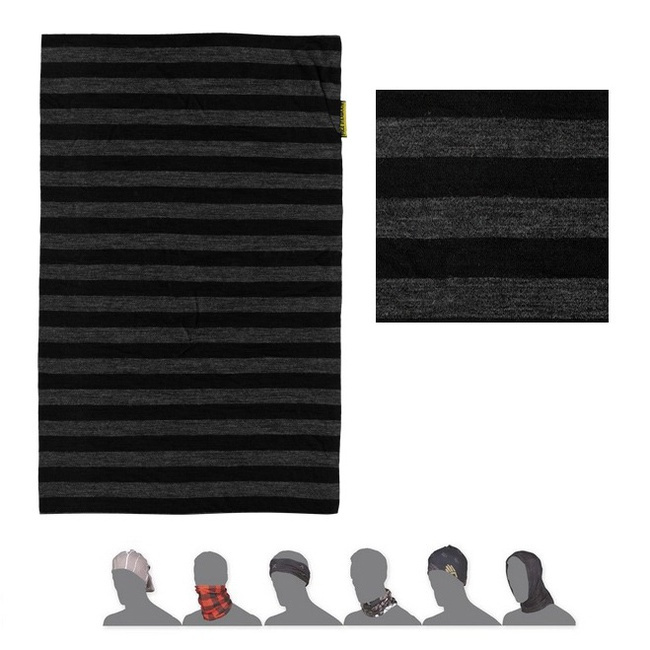 SENSOR TUBE MERINO WOOL multifunkční šátek pruhovaný černý Velikost: UNI