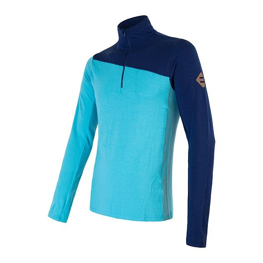 SENSOR MERINO EXTREME pánské triko dl.rukáv zip tm.modrá/modrá Velikost: M