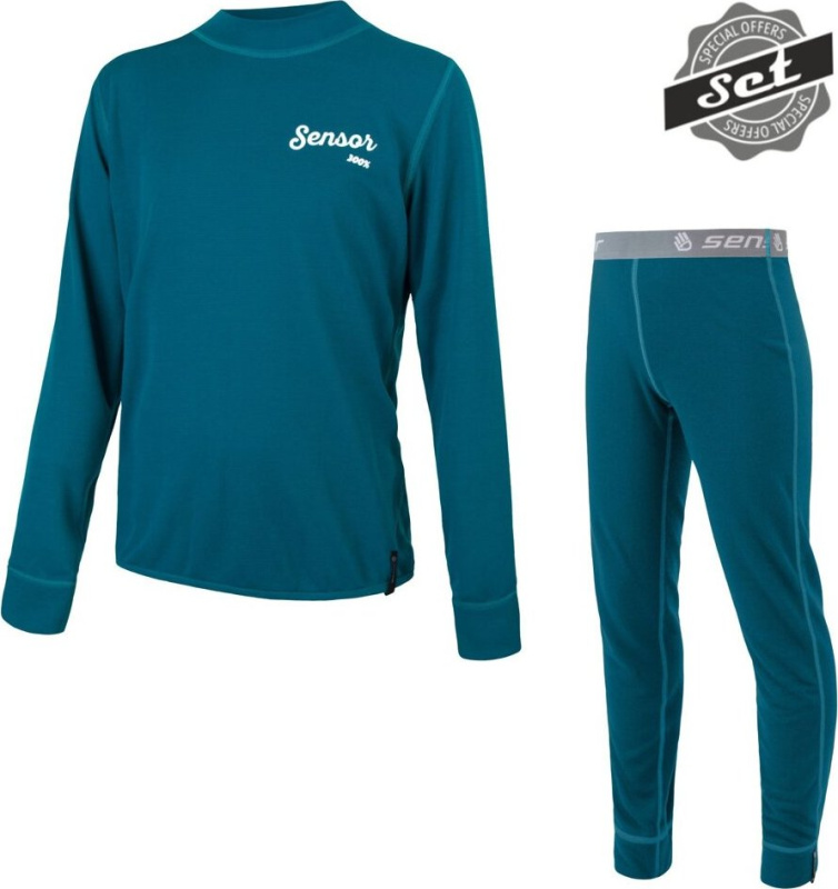 Dětský funkční set SENSOR Double Face Logo safír Barva: Modrá, Velikost: 140