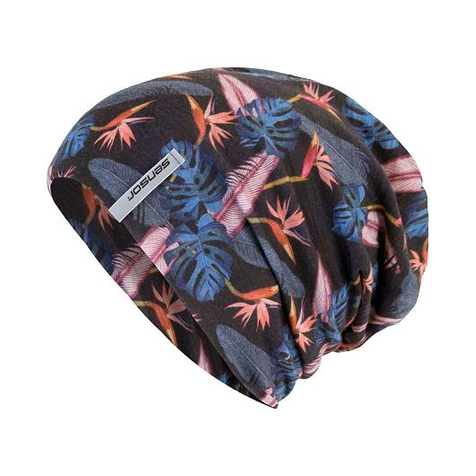 Čepice SENSOR Merino impress černá/floral Barva: černá, Velikost: L