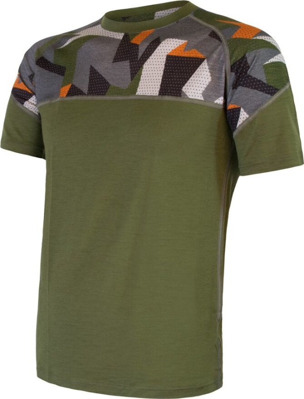 SENSOR MERINO IMPRESS pánské triko kr.rukáv safari/camo Velikost: S