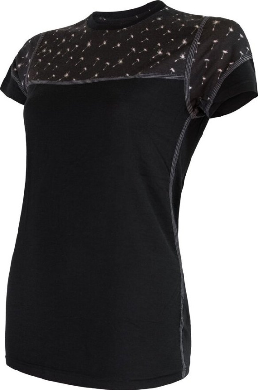 Dámské merino tričko SENSOR impress černá/pattern Barva: černá, Velikost: XL