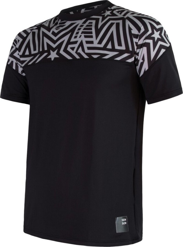 Pánské funkční tričko SENSOR Coolmax impress černá/stars Barva: černá, Velikost: S