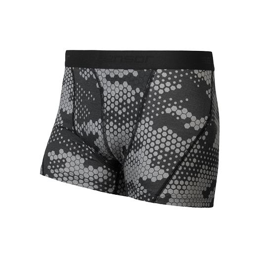 Pánské merino boxerky SENSOR Impress černá/honeycomb Barva: černá, Velikost: S