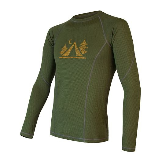 Pánské funkční tirčko SENSOR Merino Df Camp safari green Barva: Zelená, Velikost: M