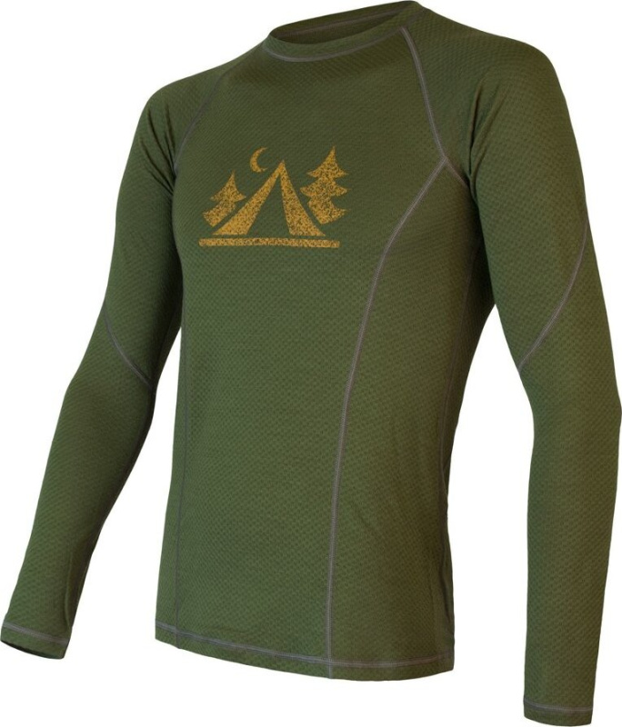 Pánské funkční tirčko SENSOR Merino Df Camp safari green Barva: Zelená, Velikost: XXL
