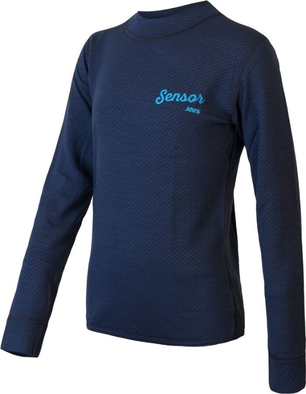 Dětské funkční tričko SENSOR Merino Df Logo deep blue Barva: Modrá, Velikost: 160