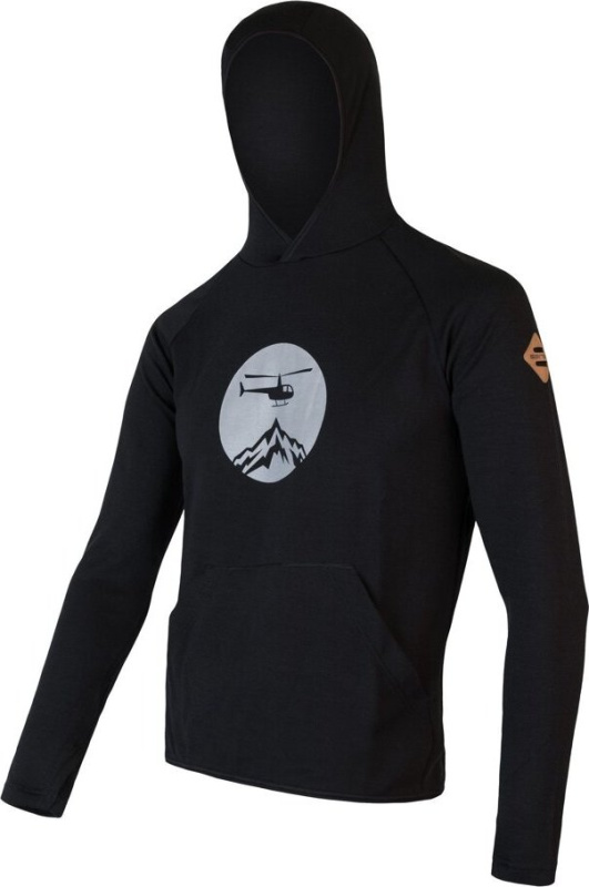 Pánská merino mikina SENSOR Merino Upper Heli černá Barva: černá, Velikost: M