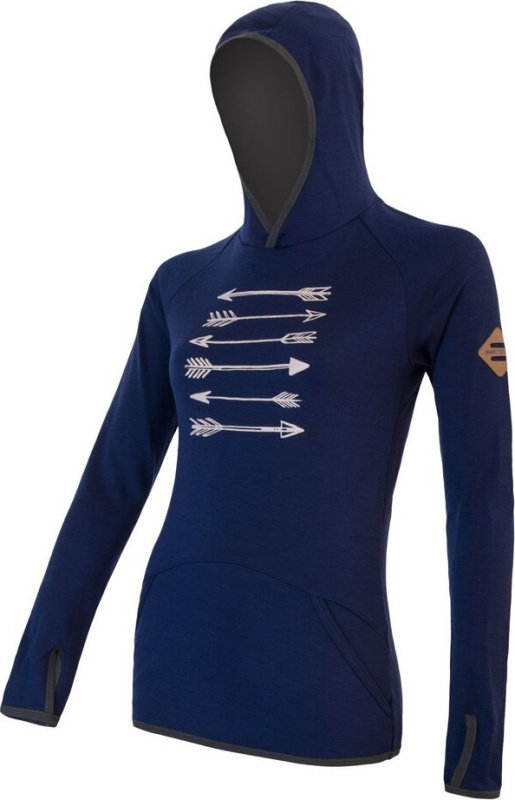 Dámská mikina SENSOR Merino Upper Arrows deep blue Barva: Modrá, Velikost: L