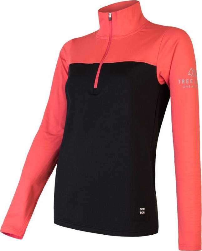 Dámská termo mikina SENSOR Coolmax Thermo zip černá/korál Barva: černá, Velikost: XL