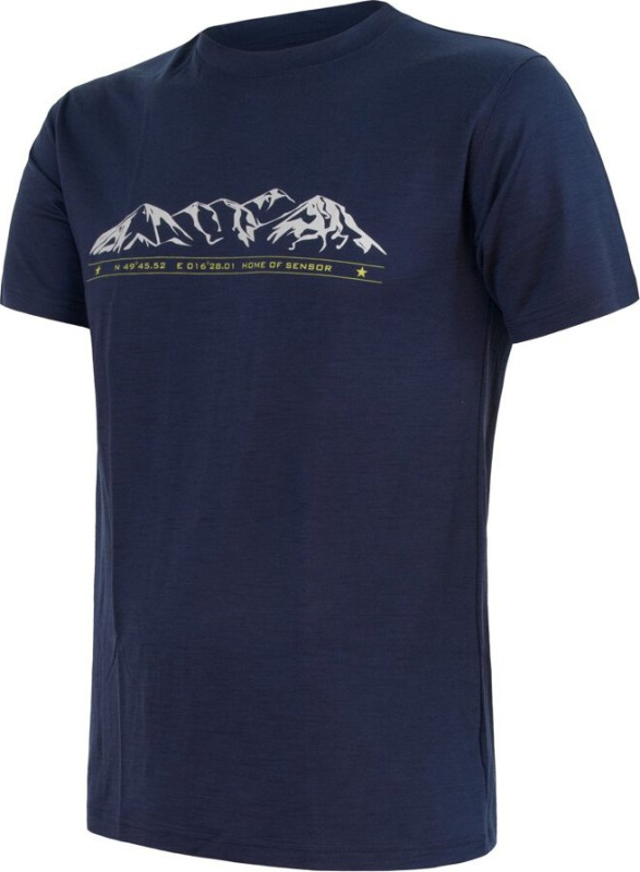 Pánské merino triko SENSOR Active Pt Mountains deep blue Barva: Modrá, Velikost: S