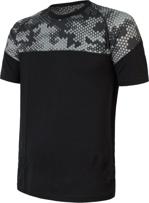 Pánské merino triko SENSOR Impress černá/honeycomb Barva: černá, Velikost: S