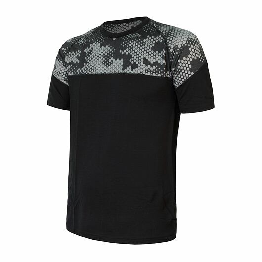 Pánské merino triko SENSOR Impress černá/honeycomb Barva: černá, Velikost: XXL