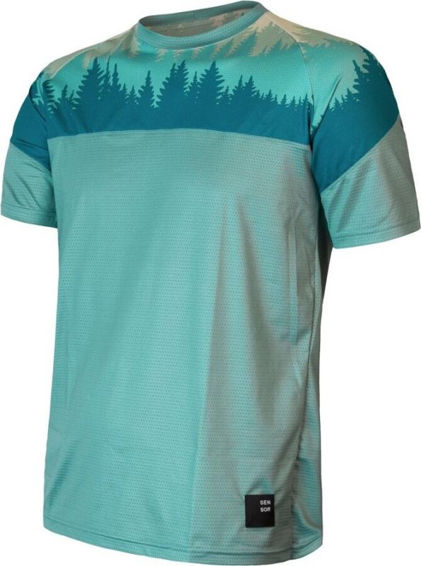 Pánské funkční triko SENSOR Coolmax Impress mint/trees Barva: Zelená, Velikost: XL