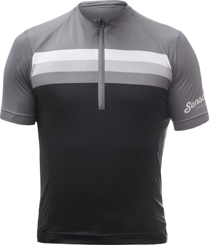 Pánský cyklistický dres SENSOR Cyklo Tour black stripes Barva: černá, Velikost: L