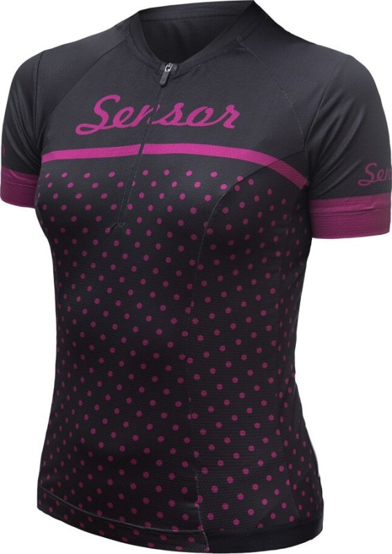 Dámský cyklistický dres SENSOR Cyklo Tour black dots Barva: černá, Velikost: M