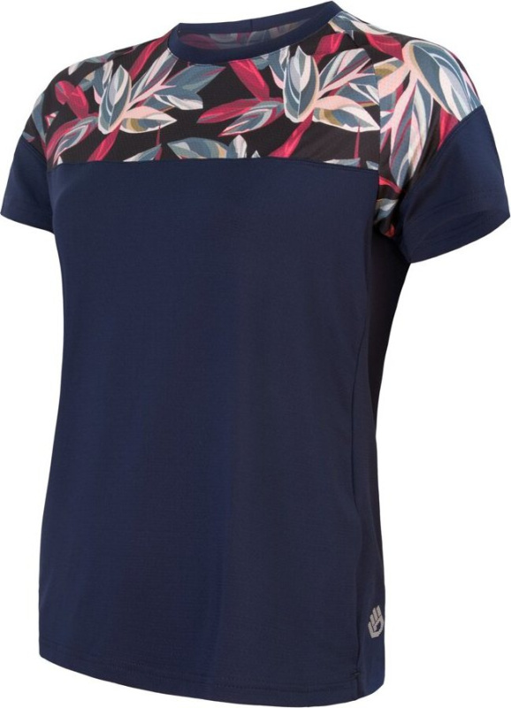 Dámský cyklistický dres SENSOR Helium deep blue/leaves Barva: Modrá, Velikost: M