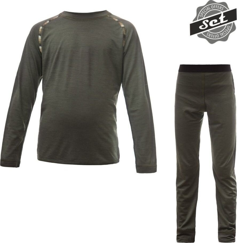 Dětský termo set SENSOR Merino Air olive green Barva: Zelená, Velikost: 100