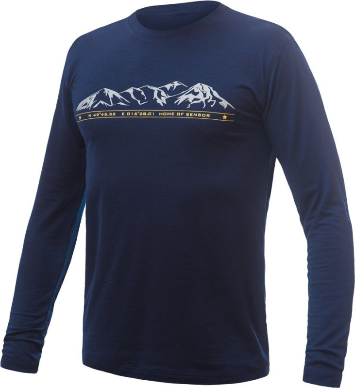 Pánské termo triko SENSOR Merino Active PT Mountains deep blue Barva: Modrá, Velikost: XL