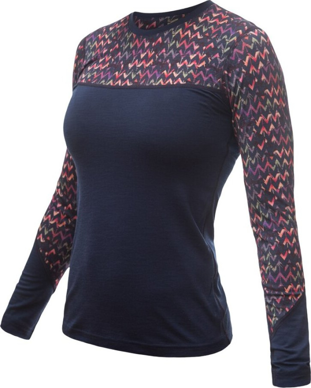 Dámské termo triko SENSOR Merino Impress deep blue/origami Barva: Modrá, Velikost: M