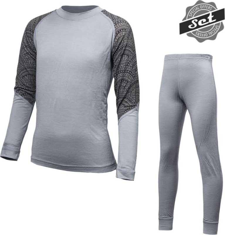 Dětský termo set SENSOR Merino Impress šedá/maori Barva: šedá, Velikost: 140