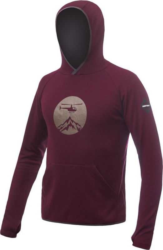 Pánská merino mikina SENSOR Merino Upper Heli klokanka port red Barva: červená, Velikost: S