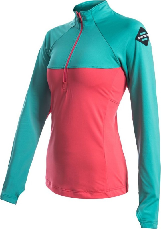 Dámská funkční mikina SENSOR Coolmax Thermo korál/sea green Barva: Zelená, Velikost: M