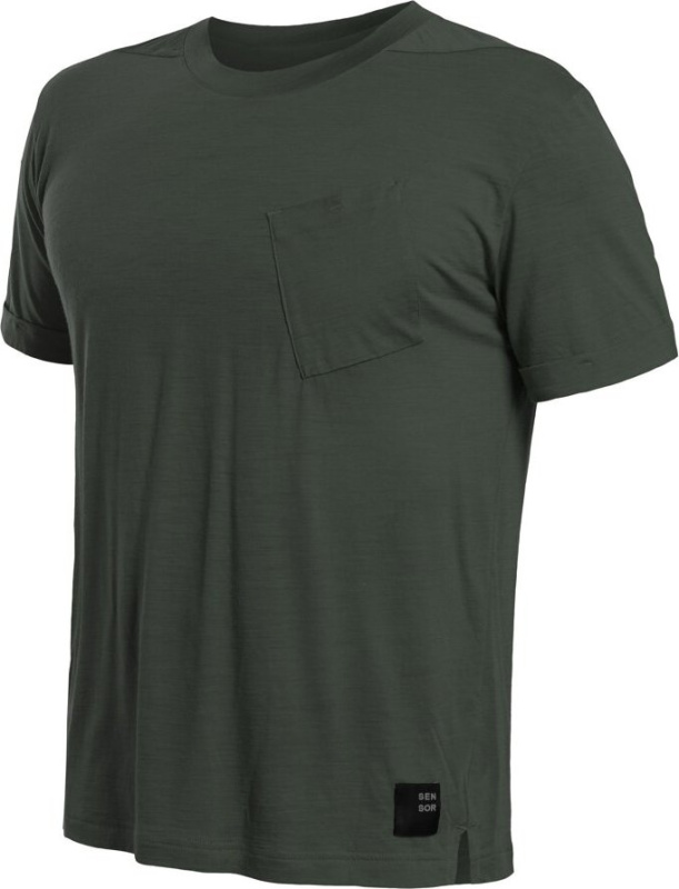 Pánské merino triko SENSOR Merino Air Traveller khaki Barva: Zelená, Velikost: S