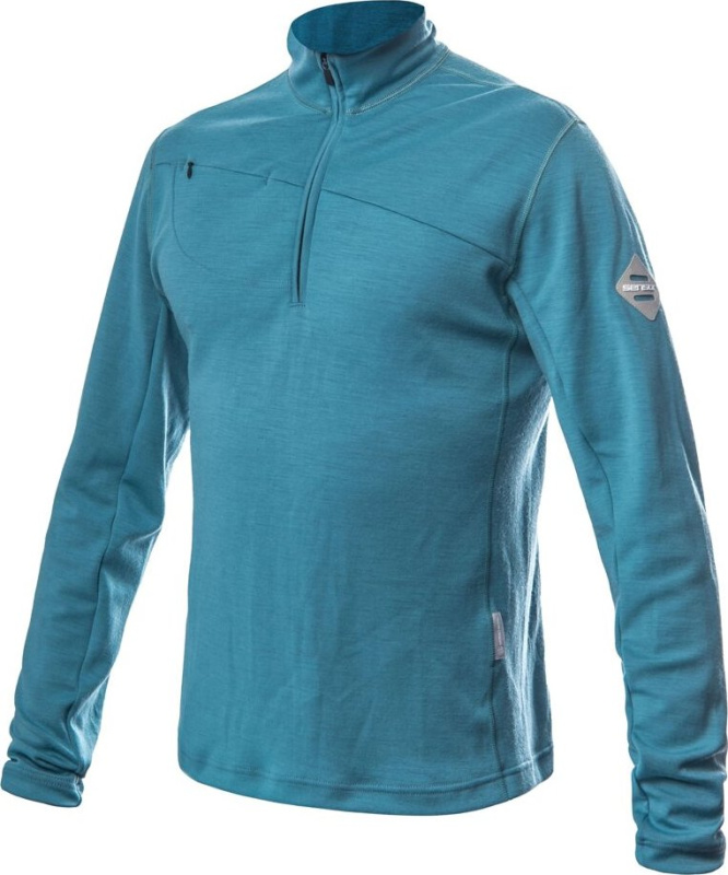 Pánská merino mikina SENSOR Merino Upper mint blue Barva: Modrá, Velikost: S
