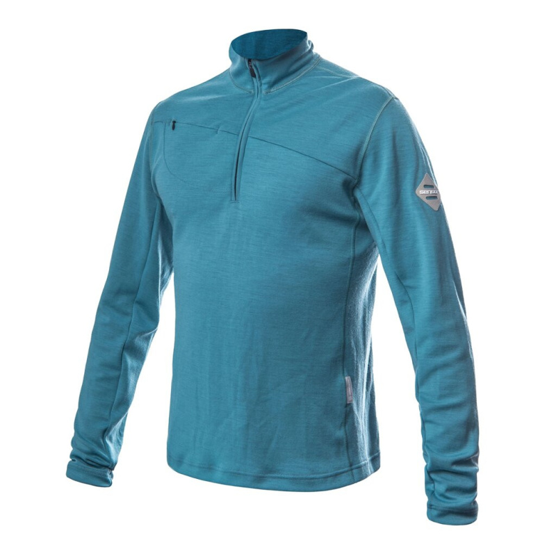 Pánská merino mikina SENSOR Merino Upper mint blue Barva: Modrá, Velikost: S