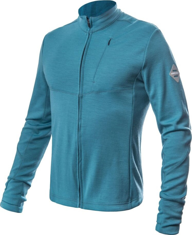 Pánská merino mikina SENSOR Merino Upper celozip mint blue Barva: Modrá, Velikost: S