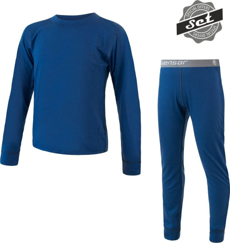 Dětský merino set SENSOR Air modrý Barva: Modrá, Velikost: 100
