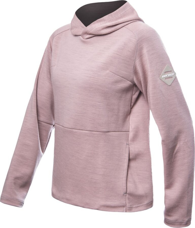 Dámská merino mikina SENSOR Upper traveller s kapucí růžová Barva: růžová, Velikost: S