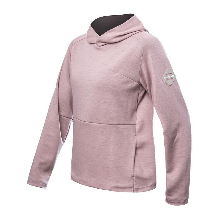 Dámská merino mikina SENSOR Upper traveller s kapucí růžová Barva: růžová, Velikost: M