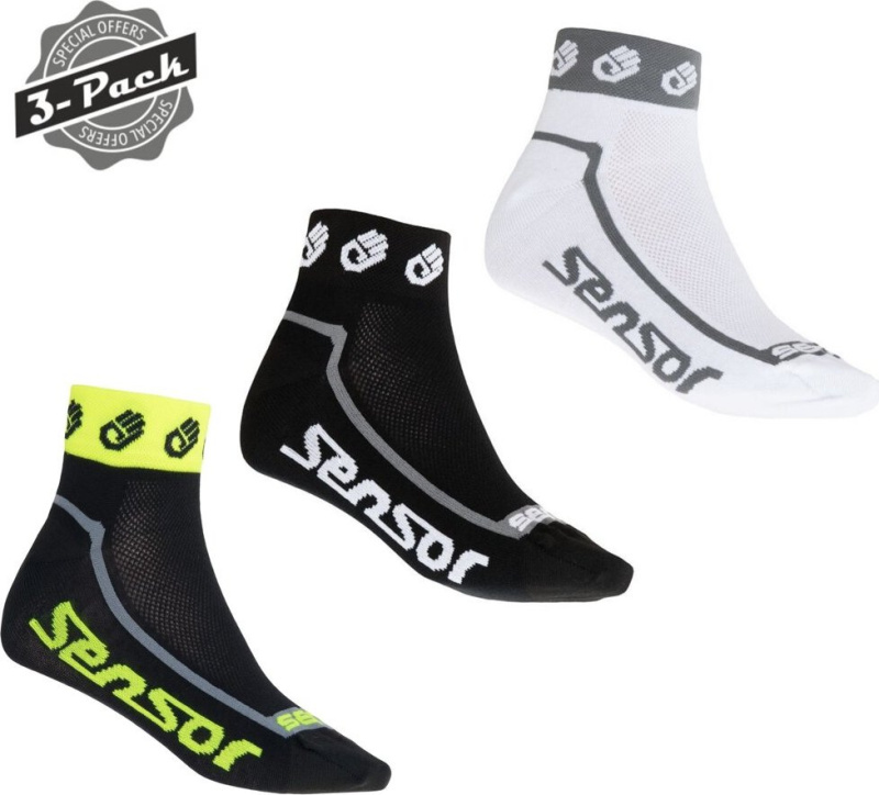 Unisex nízké ponožky 3pack SENSOR Race Lite Small Hands Barva: černá, Velikost: 3/5