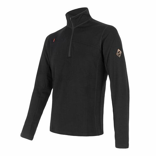 SENSOR MERINO UPPER pánská mikina krátký zip černá Velikost: 3XL