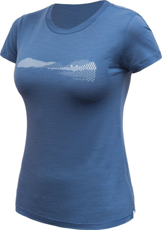 SENSOR MERINO AIR HILLS dámské triko kr.rukáv riviera blue Velikost: S