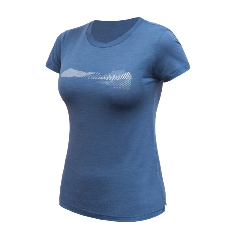 SENSOR MERINO AIR HILLS dámské triko kr.rukáv riviera blue Velikost: M