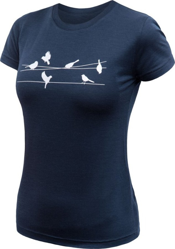 Dámské merino triko SENSOR Merino Active Songbirds modré Barva: Modrá, Velikost: M