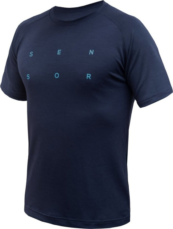 Pánské merino triko SENSOR Blend Typo modré Barva: Modrá, Velikost: XXL