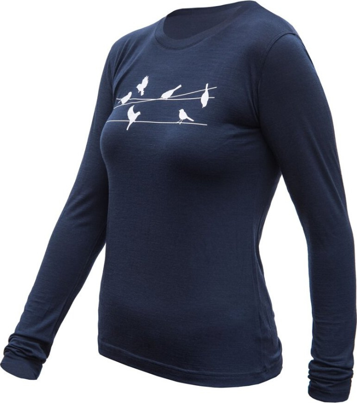 SENSOR MERINO ACTIVE SONGBIRDS dámské triko dl.rukáv deep blue Velikost: XL