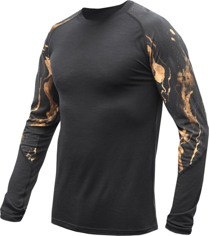 SENSOR MERINO IMPRESS pánské triko dl.rukáv černá/cosmos Velikost: M
