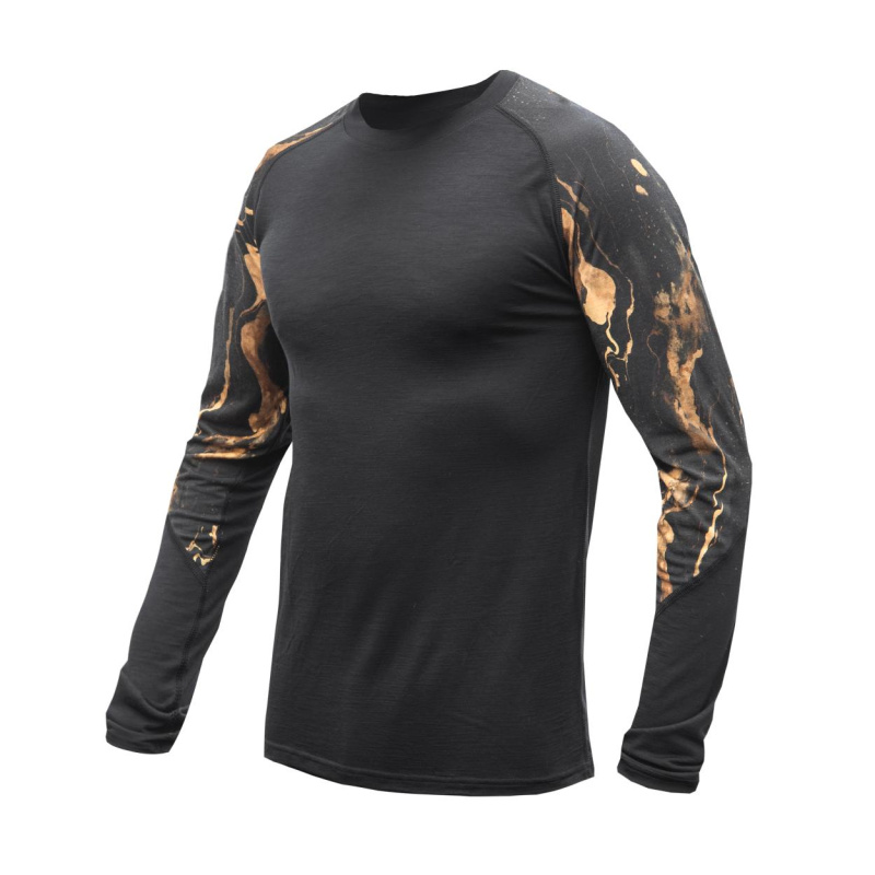SENSOR MERINO IMPRESS pánské triko dl.rukáv černá/cosmos Velikost: XXL