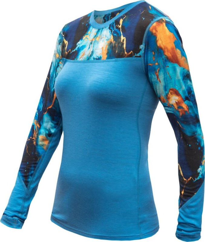 SENSOR MERINO IMPRESS dámské triko dl.rukáv modrá/universe Velikost: M
